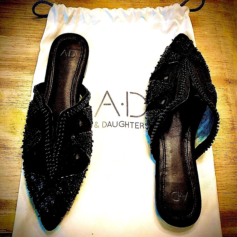 A.D. & Daughters Black Beaded Mules